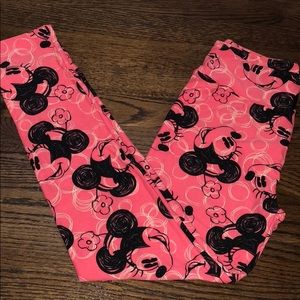 Pink Minnie Lularoe leggins OS